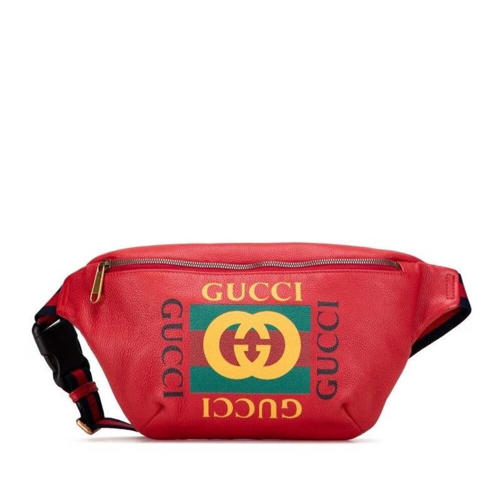 Gucci Sherry Line Logo Print Leather Waist Bag Red